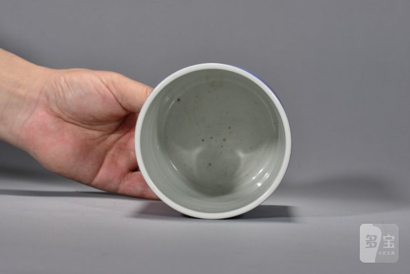 清康熙 洒蓝釉笔筒 - 图5